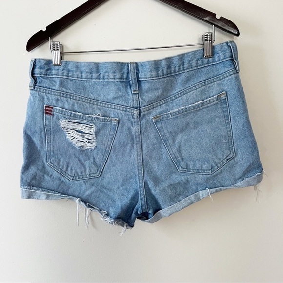 BDG Light Blue Distressed Raw Hem Button Fly Jean Shorts Size 29 - Picture 4 of 5